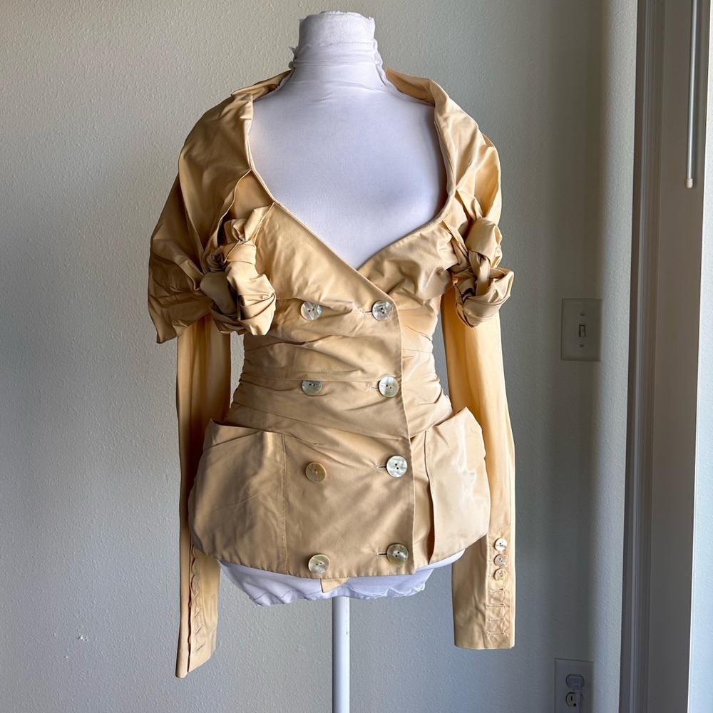 Jean Paul Gaultier Tan Trench Coat with Asymmetrical Collar